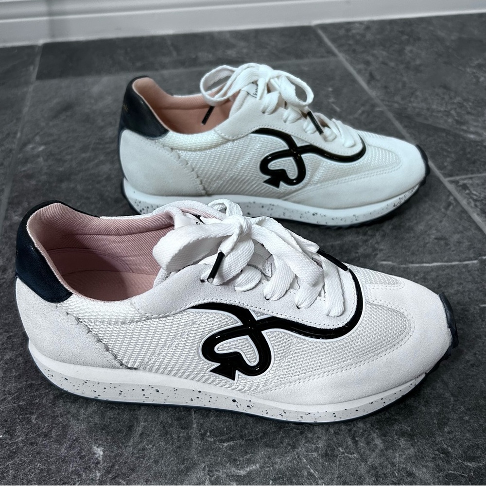 Kate Spade White and Black Brigitte Runner Tennis Shoe Size 7.5 B Retro Style - Picture 2 of 15